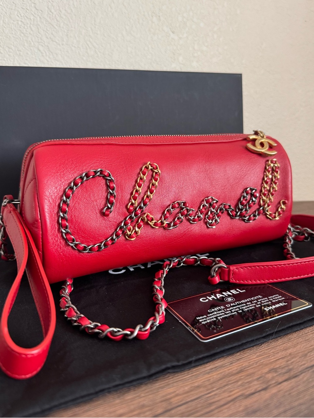 CHANEL Written in Chain Calfskin Leather Crossbody Bag - Picture 9 of 9